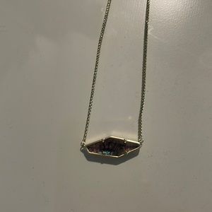 Kendra Scott gold adjustable necklace with navy multicolor gemstone